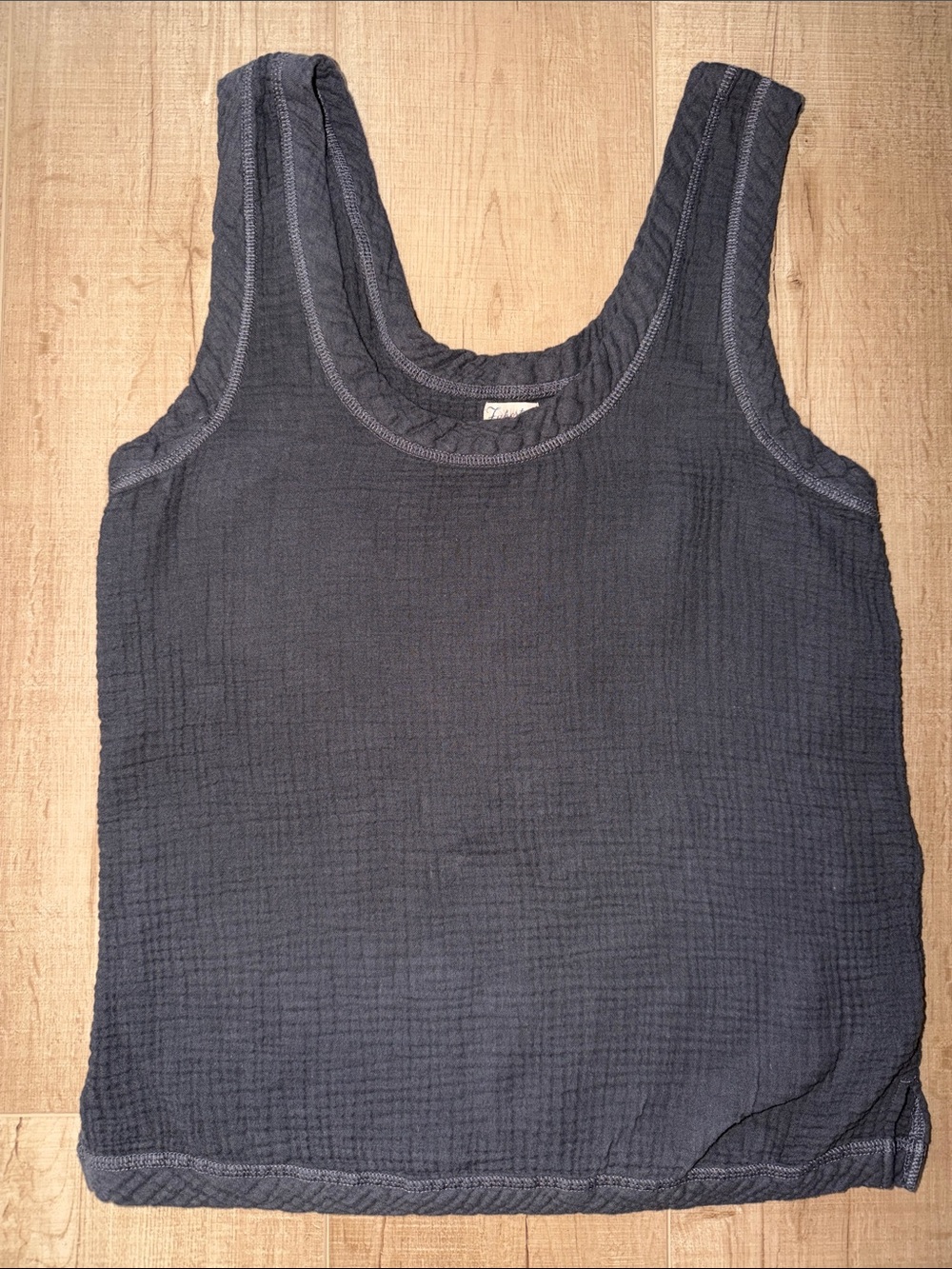 Faherty Women's Charcoal Organic Cotton Gauze Tank Top-XS